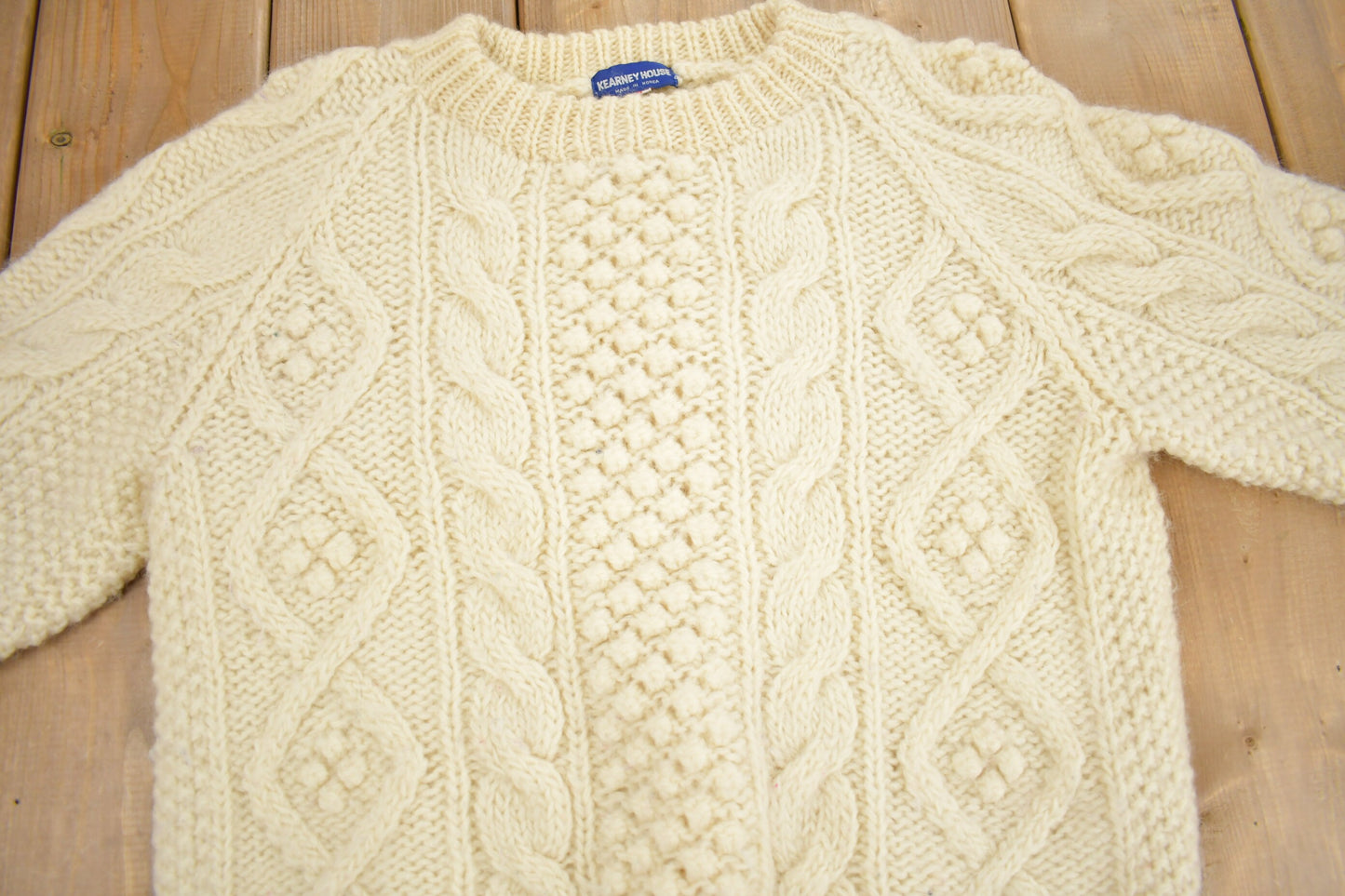 Vintage 1980s Kearney House 100% Wool 3D Cable Knit Sweater / True Vintage / Winter Sweater