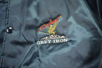 Vintage 1990s Grey Iron Holloway Satin Bomber Jacket