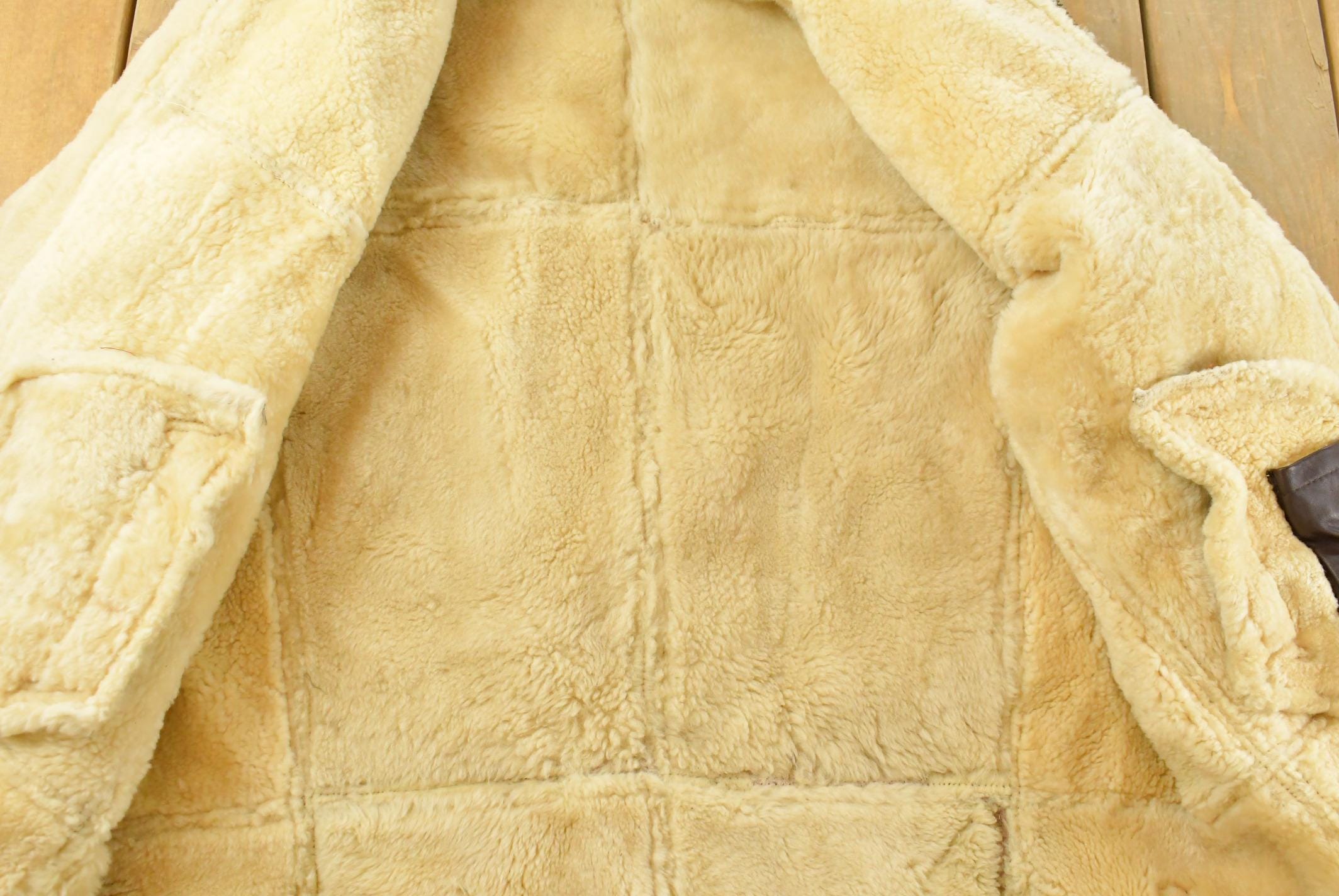 Vintage 1980s Shearling Leather Fur Jacket Men's 2XL /