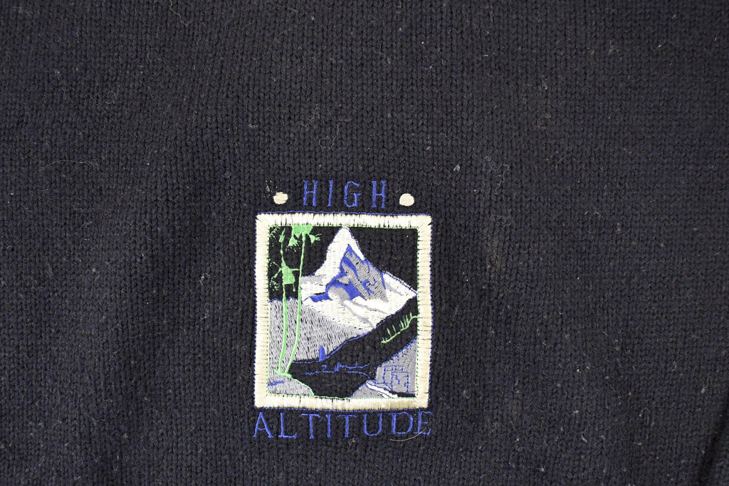 Vintage 1990s Ice Fire High Altitude Embroidered Ski Knit Crewneck Sweater Mens L  90s Knitted Sweatshirt  Vintage Preppy Knits