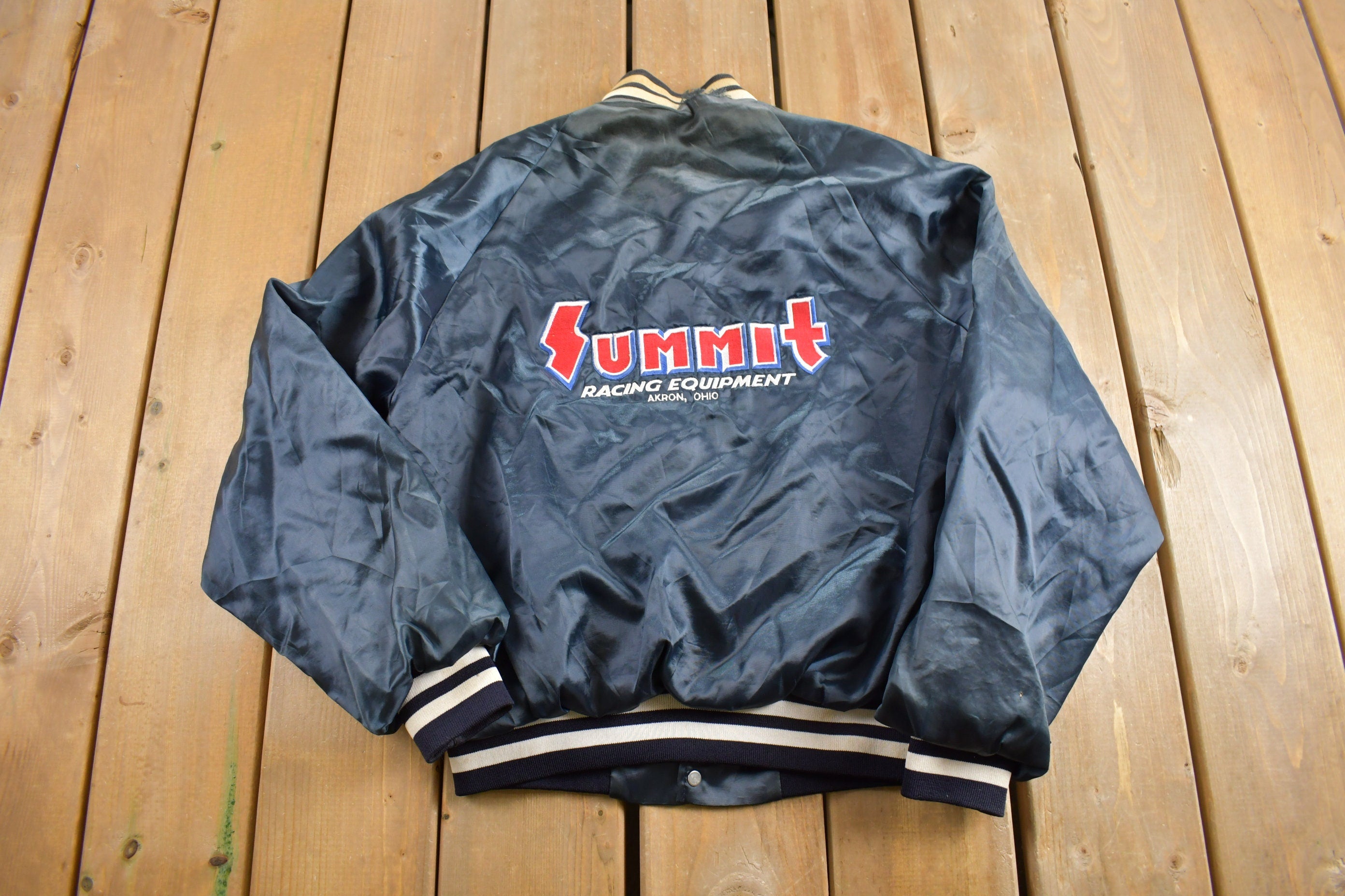 Vintage 1980s Summit Racing Equipment Satin Bomber Jacket
