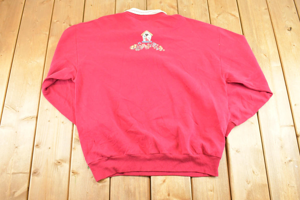 Vintage 1990s Morning Sun Cardinal Birdhouse Souvenir Collared Sweatshirt Womens XL / 90s Crewneck / Travel Vacation Sweater