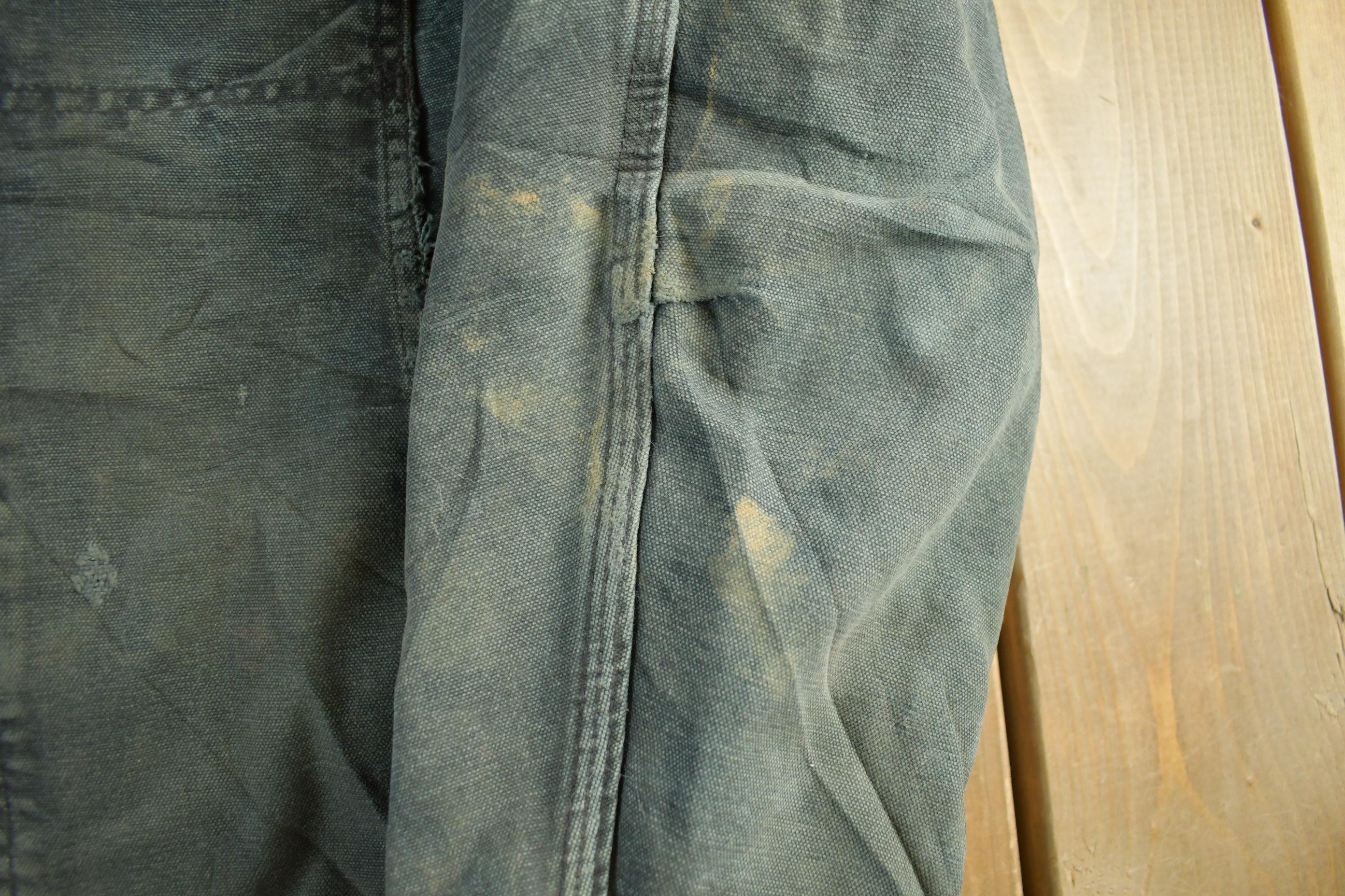 Vintage 1990s Distressed Carhartt Canvas Hooded Jacket Men's 40  Thrashed Sun Faded Work Wear