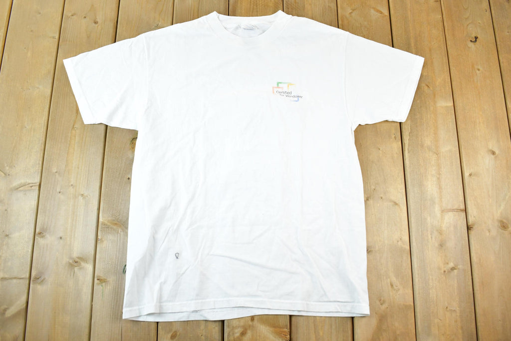 Vintage 2000 Microsoft Certified For Windows Logo Souvenir T-Shirt Mens L