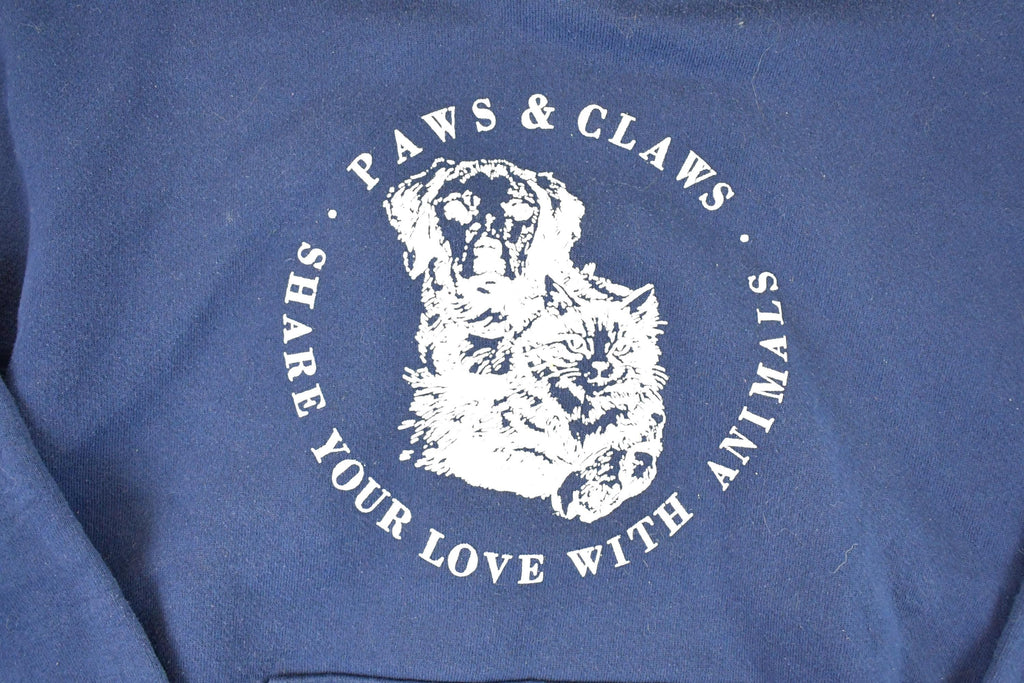 Vintage 1990s Paws And Claws Graphic Print Hoodie Sweatshirt Men's L
