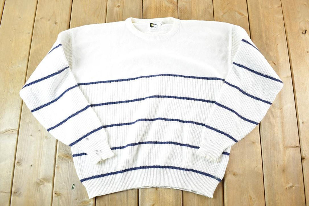 Vintage 1990s K Brand Yachting Knit Abstract Pattern Crewneck Sweater Mens XL