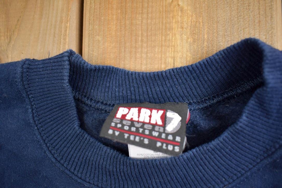 Vintage 1990s Blank Park Seven Sportswear Crewneck Sweatshirt Made In USA