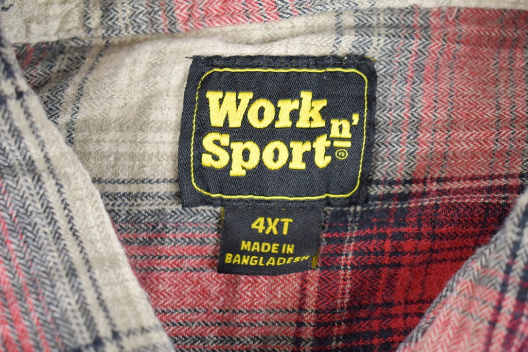 Vintage 1990s Work N Sport Plaid Button Up Shirt