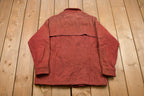 Vintage 1960s Wool Double Breast Pocket Button Up Shirt Faded