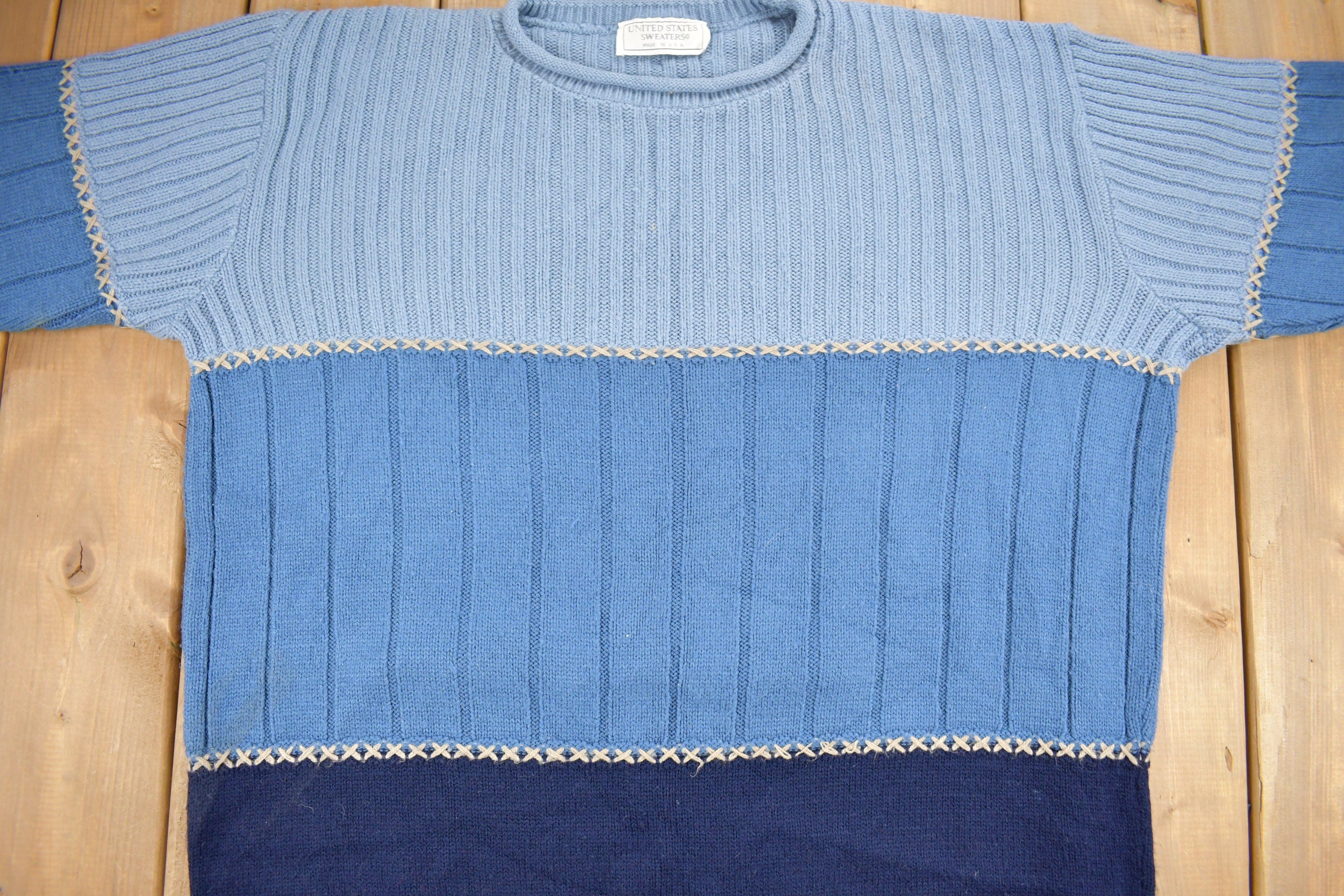 Vintage 1990s United States Sweaters Knit Crewneck Sweater  Vintage 90s Crewneck  All Over Pattern  Made In USA