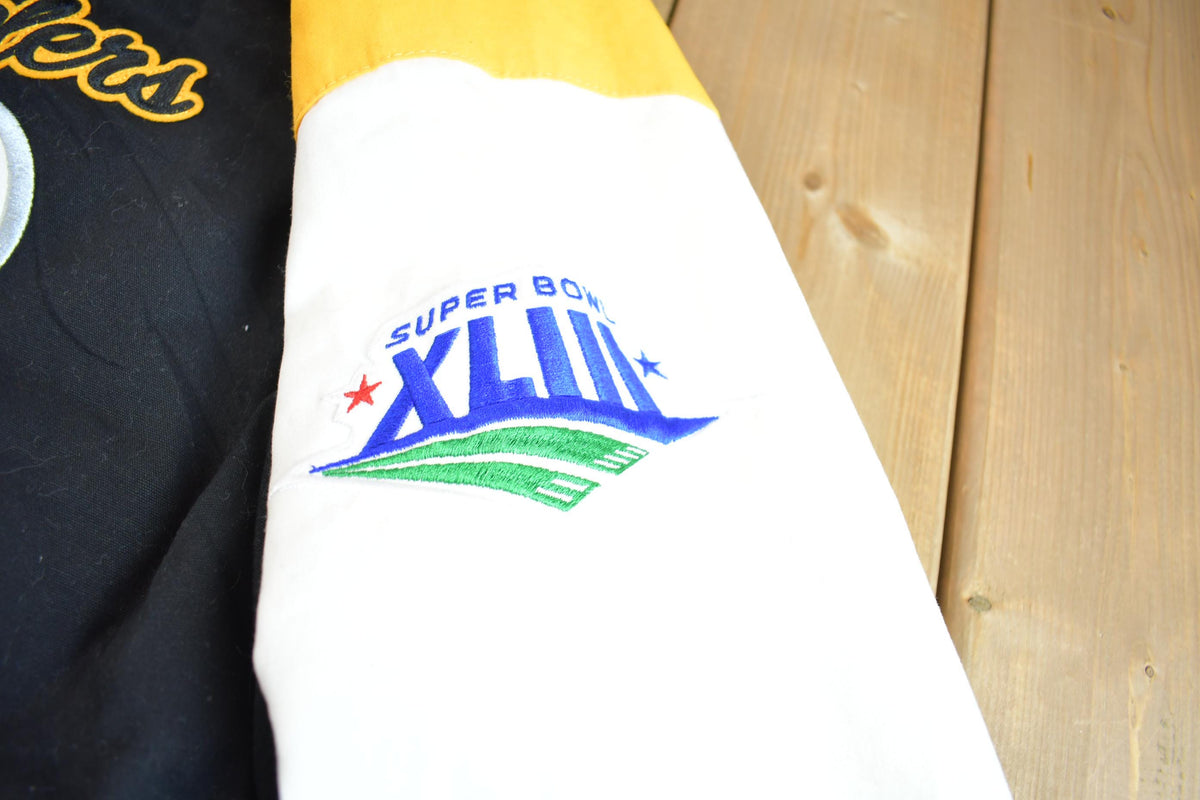 Vintage 2000s NFL Pittsburgh Steelers 6x Super Bowl Champion Embroidered Varsity Jacket Made In USA