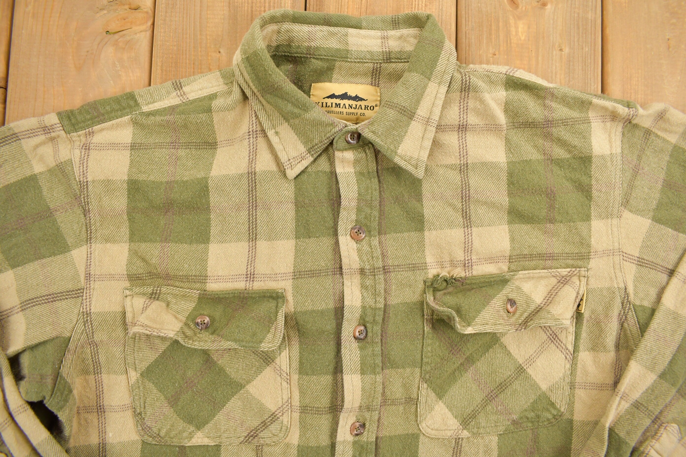 Vintage 1990s Kilimanjaro Plaid Button Up Shirt
