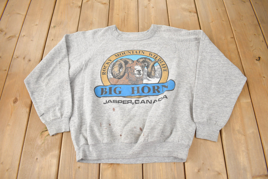 Vintage 1990s Rocky Mountain Wildlife Jasper Alberta Souvenir Crewneck Sweatshirt