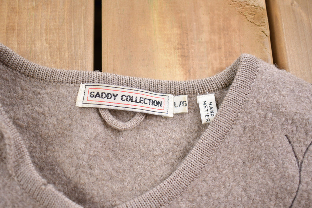 Vintage 1990s Gaddy Collection Floral Embroidered Wool Sweater