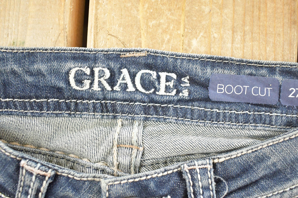 Vintage Deadstock Y2K Grace LA Bedazzled Low Rise Jeans Women's Size 27x31