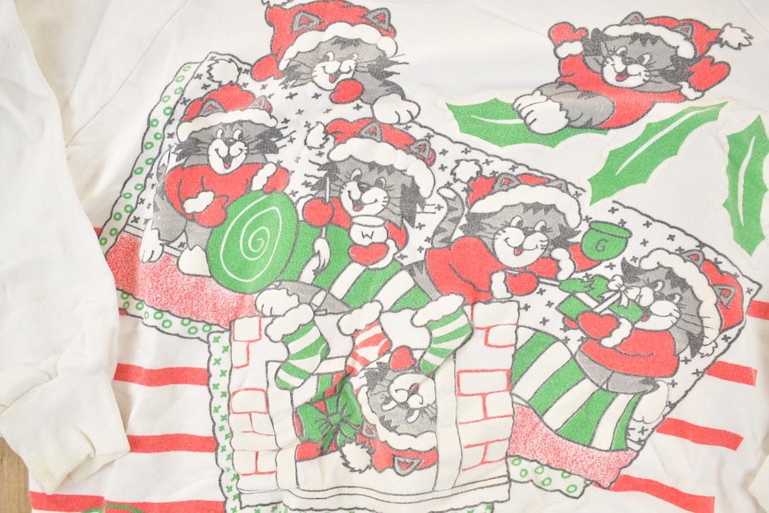 Vintage 1990s Kitty Christmas Choir Crewneck Sweatshirt Men's M