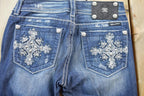 Vintage Y2K Miss Me Bedazzled Low Rise Jeans Size 26x33.5