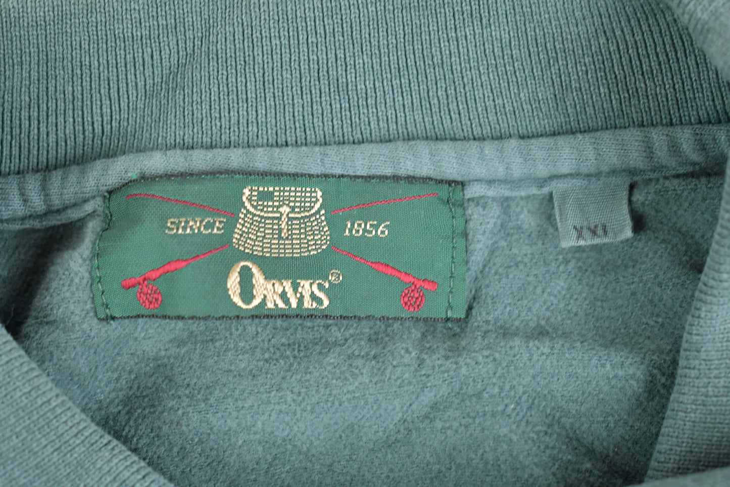 Vintage 1980s Orvis Polo Sweatshirt / Collared Crewneck Sweater / 80s Pullover Sweatshirt / Green