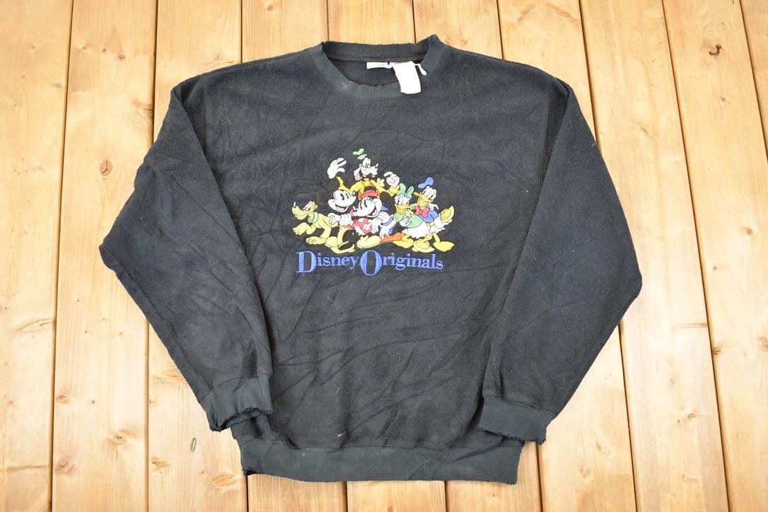 Vintage 1990s Disney Originals Crewneck Sweater Men's L / Vintage Mickey Mouse Sweatshirt / Disneyland Cartoon Sweater