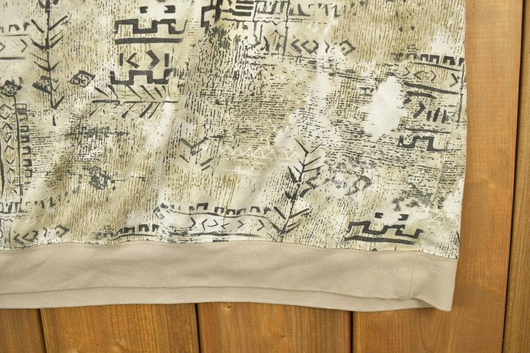 Vintage 1990s Harbor Bay Aztec All Over Print Collared Polo Shirt
