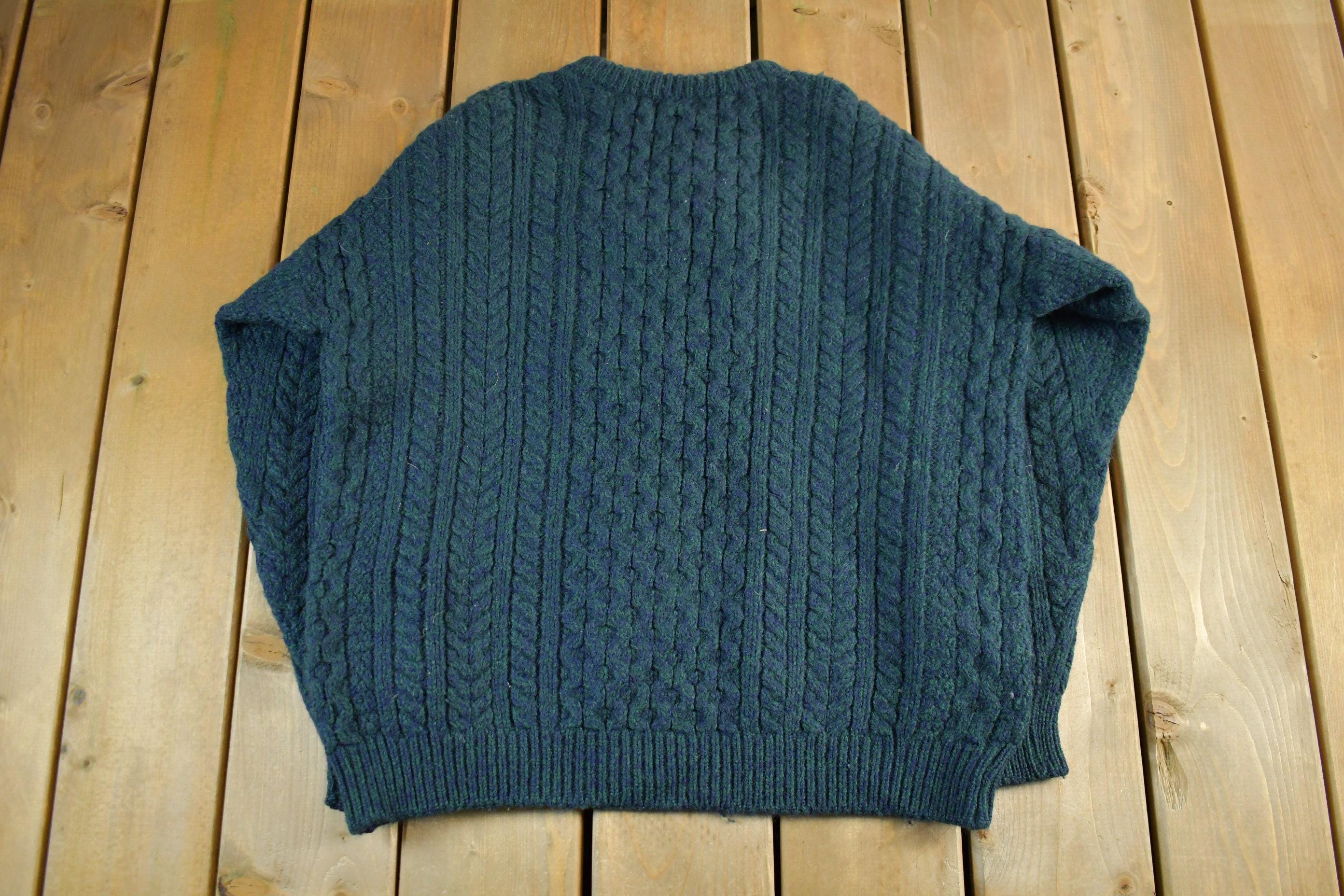 Vintage 1980s Its Traditional Its Irish Knit Wool 3D Cable Knit Sweater Men's Large