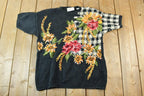 Vintage 1990s Marisa Christina Classics Cable Knit Floral Crewneck Sweater FAB Shirt