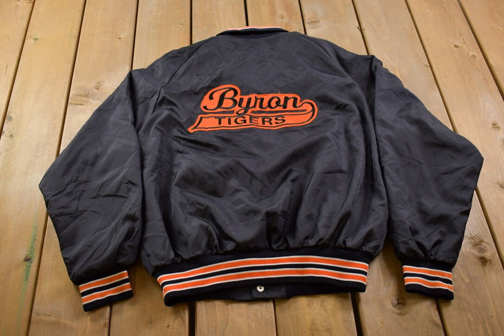 Vintage 1990s Byron Tigers Illinois Satin Bomber Jacket