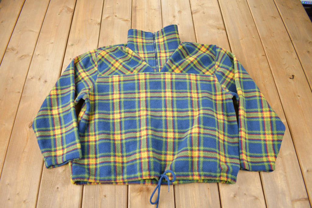 Vintage 1990s Liz Claiborne Plaid Fleece Sweater