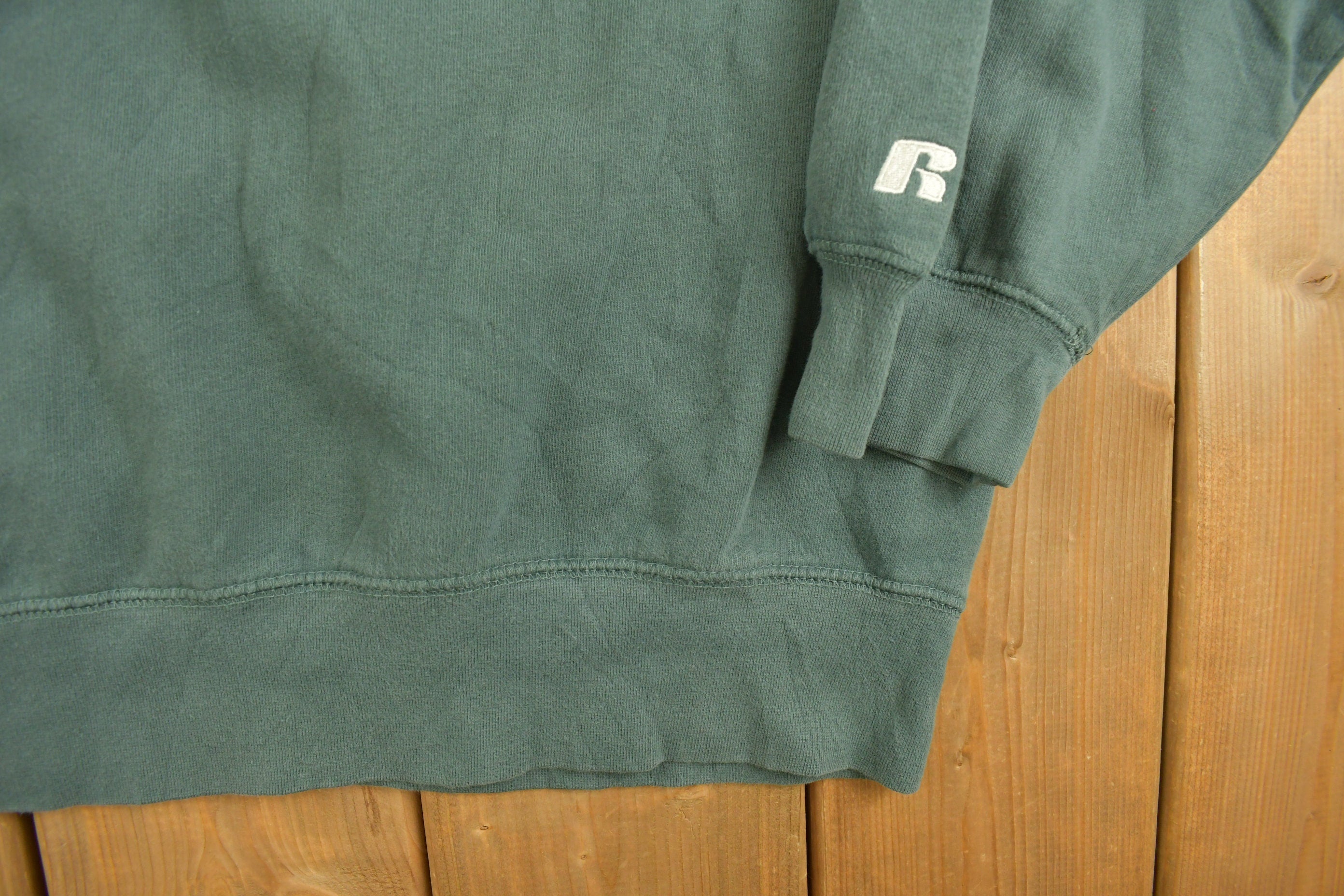 Vintage 1990s Russell Athletics Blank Green Crewneck Sweatshirt