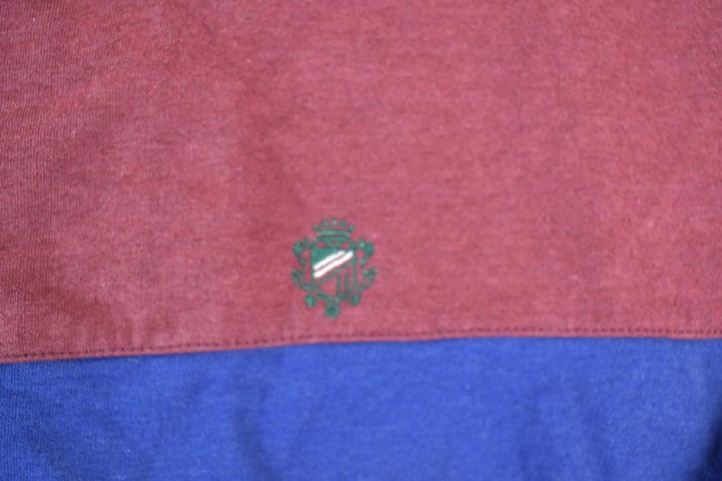 Vintage 1990s Honours Quarter. Button Colour Block Crewneck Sweater