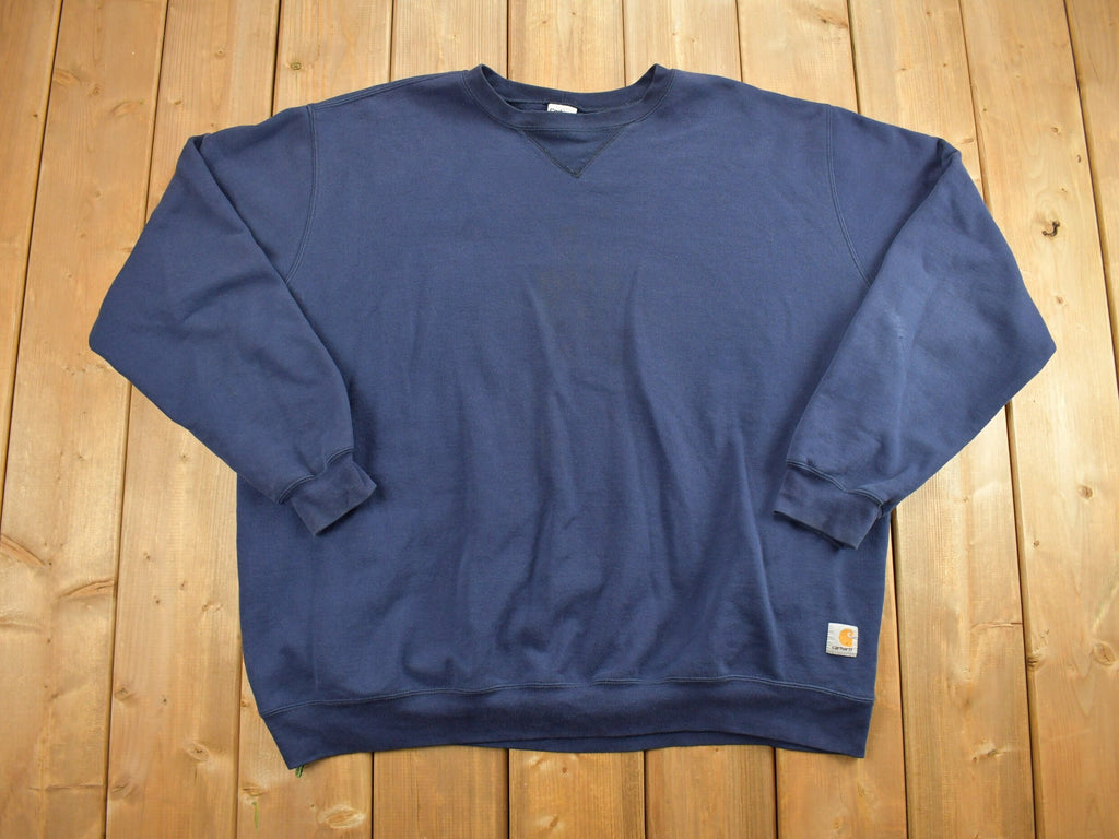Vintage 1990s Carhartt Navy Blank Crewneck Sweatshirt