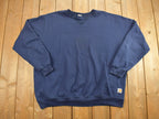 Vintage 1990s Carhartt Navy Blank Crewneck Sweatshirt