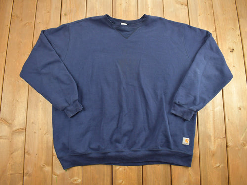 Vintage 1990s Carhartt Navy Blank Crewneck Sweatshirt / 90s Crewneck / Workwear / Athleisure / Streetwear / 90s Carhartt Sweatshirt