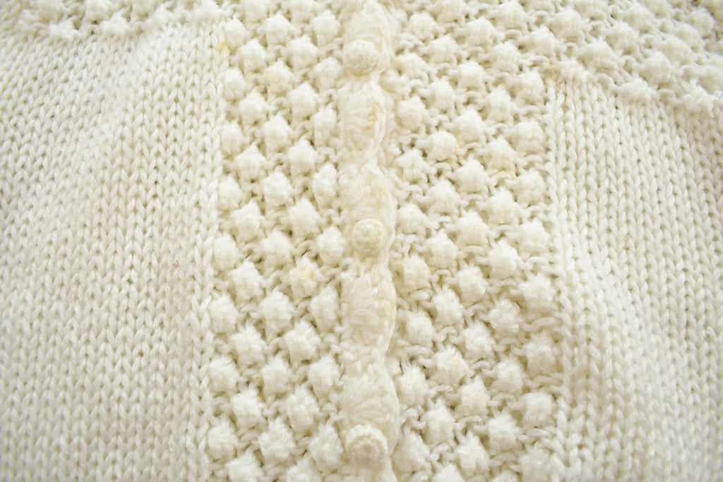 Vintage 1990s JS Fashion Wool Knit White Cardigan Sweater