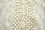 Vintage 1990s JS Fashion Wool Knit White Cardigan Sweater