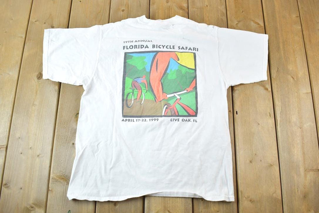 Vintage 1999 Florida Bicycle Safari Souvenir Single Stitch Graphic Print T-Shirt Made In USA