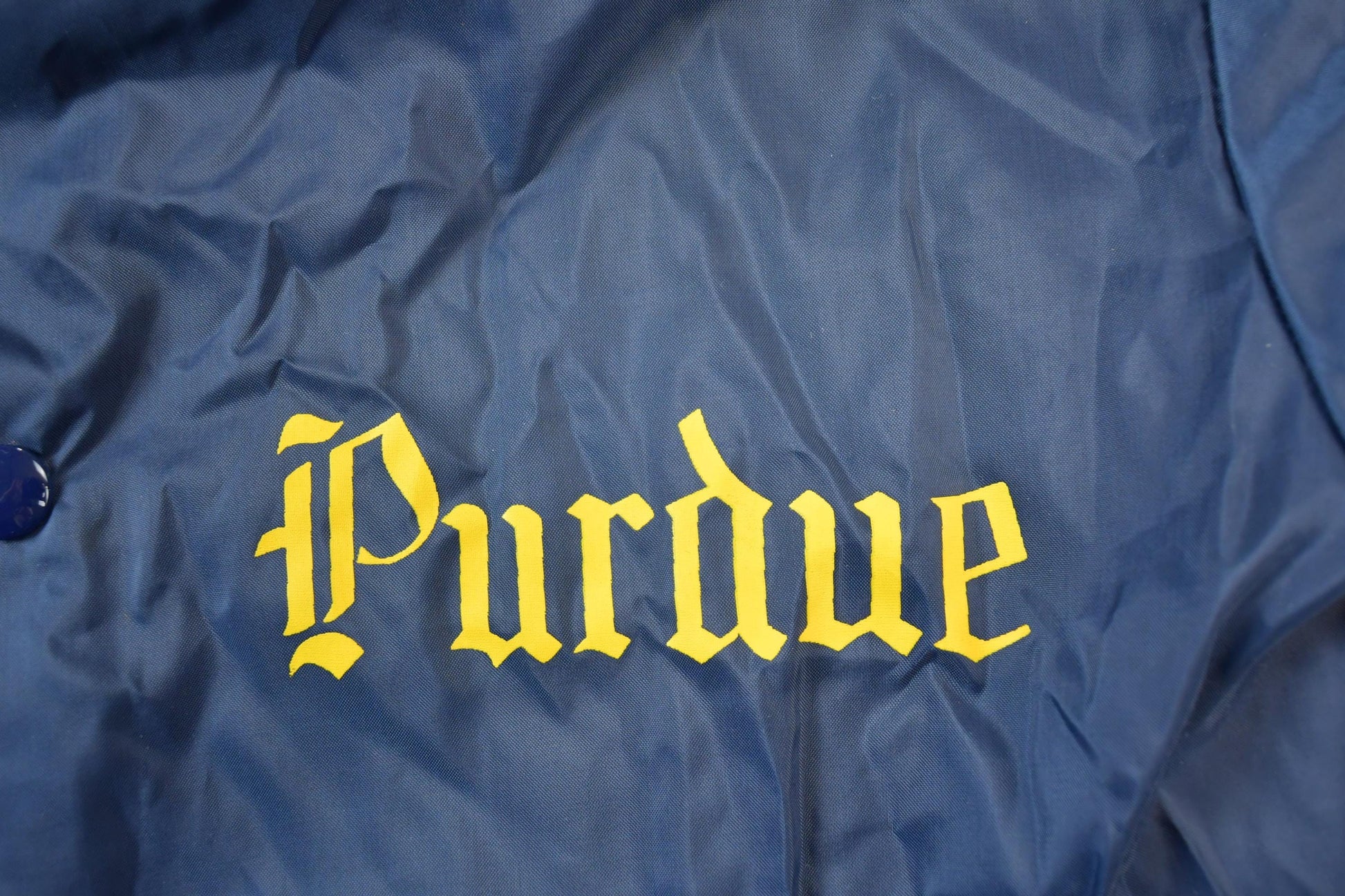 Vintage 1970s Champion Perdue Snap Button Satin Youth Size Jacket Made In USA