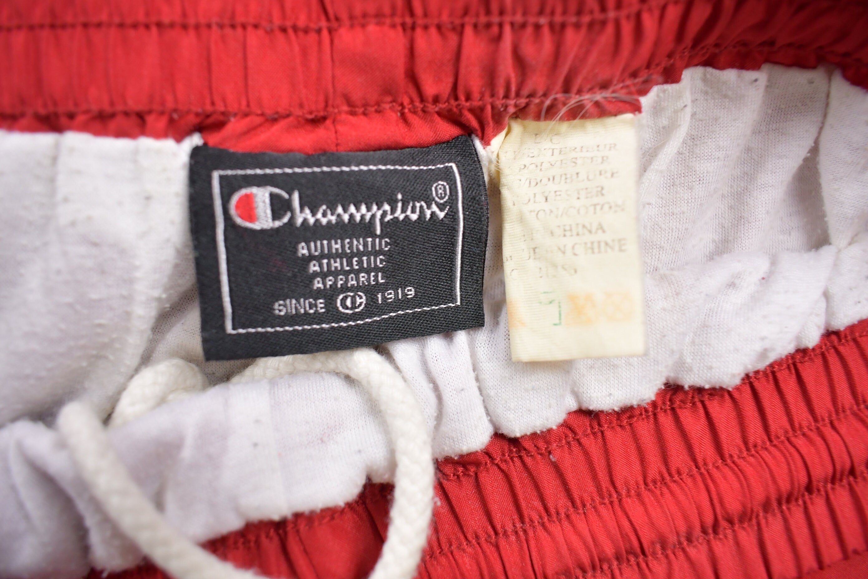 Vintage 1990's Champion Red Track Pants Zipper Cuffs 33 x 30
