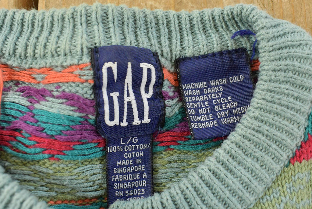 Vintage 1990s Gap Abstract Knit Cardigan Sweater Youth L