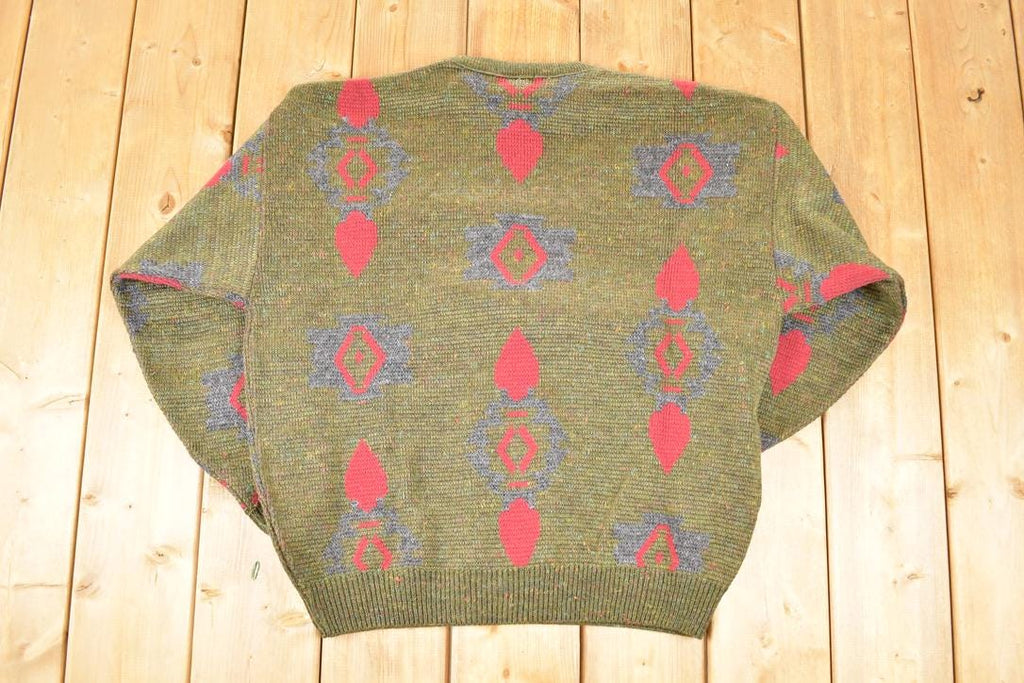 Vintage 1980s Trent Abstract Knit Crewneck Sweater Men's XL