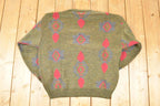 Vintage 1980s Trent Abstract Knit Crewneck Sweater Men's XL