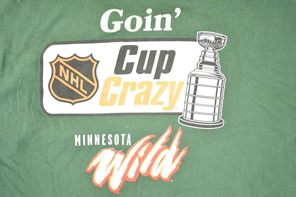 Vintage 1990s Starter Minnesota Wild Cup Crazy NHL T-Shirt Men's XL