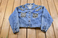 Vintage 1990s Ivana Cow Print Denim Jean Jacket
