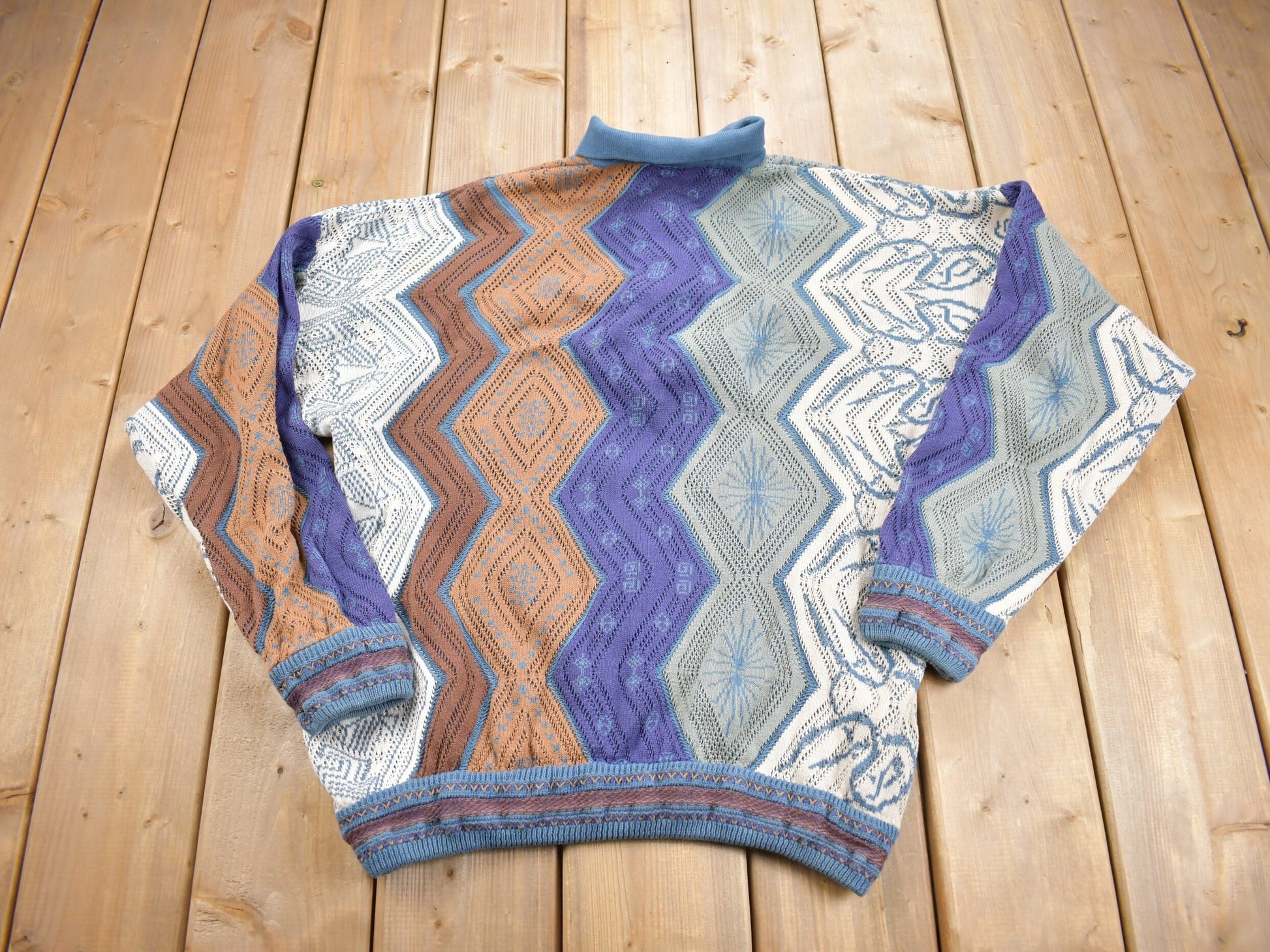 Vintage 1990s Carlo Alberto 3D Coloured Cable Knit Sweater