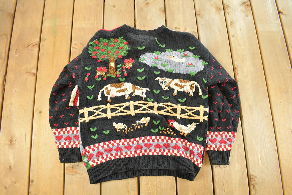 Vintage 1990s Signatures By Northern Isles Farm Hand Knit Cardigan Sweater Women's M