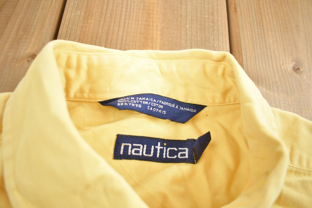 Vintage 1990s Nautica Embroidered Yellow Button Up Shirt