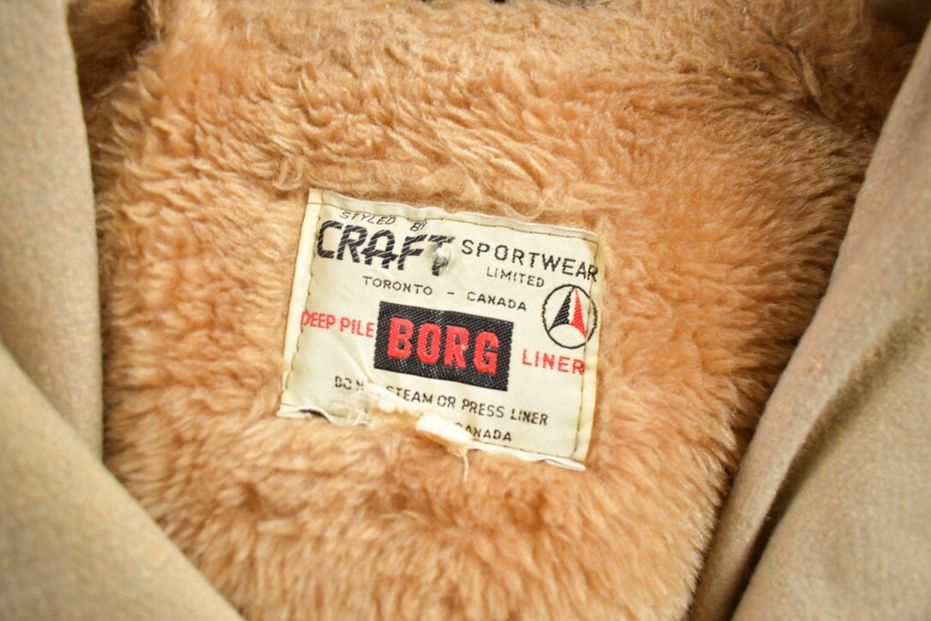 Vintage 1970s Craft Sportswear 100% Wool Toggle Button Up Fur Lined Jacket Made In Canada