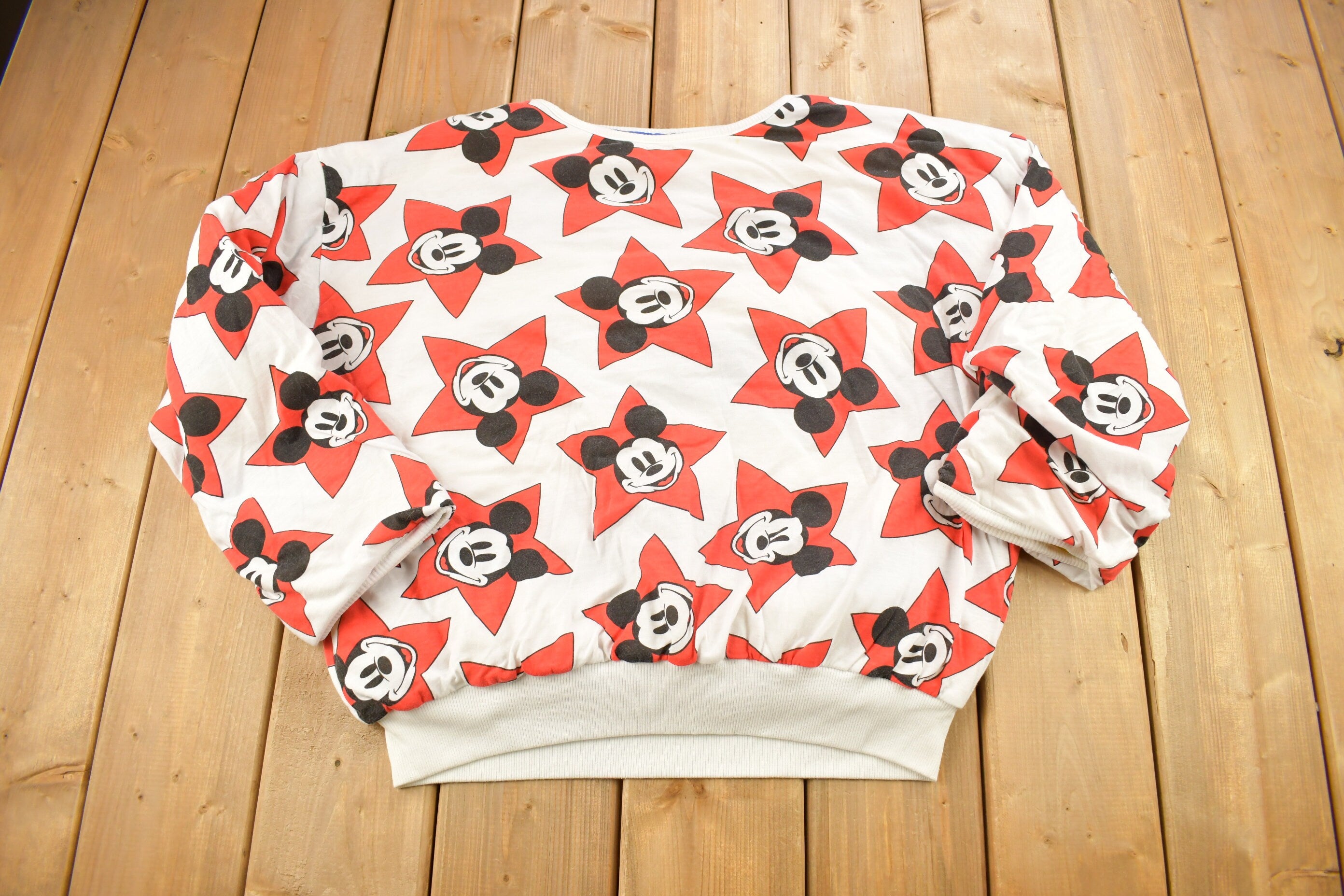 Vintage 1990s Mickey Mouse Reversible All Over Print Disney Crewneck