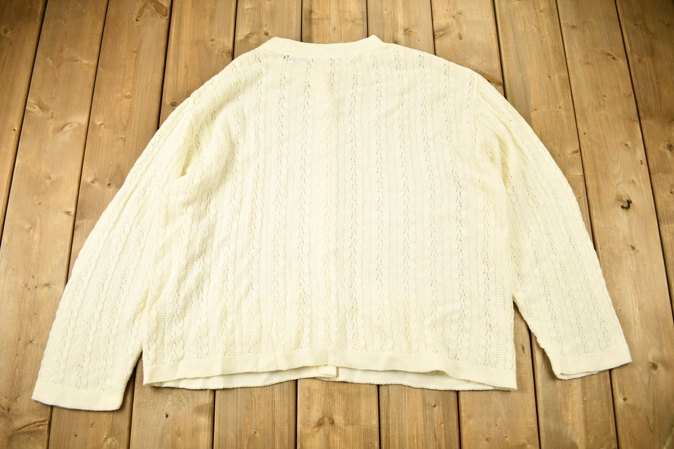 Vintage 1990s Anthony Richards 3D Cable Knit Cardigan Sweater