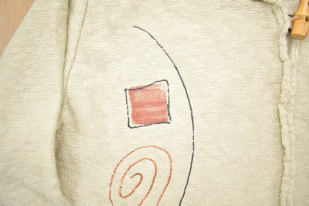 Vintage 1980s Abstract Design Toggle Button Cardigan Sweater